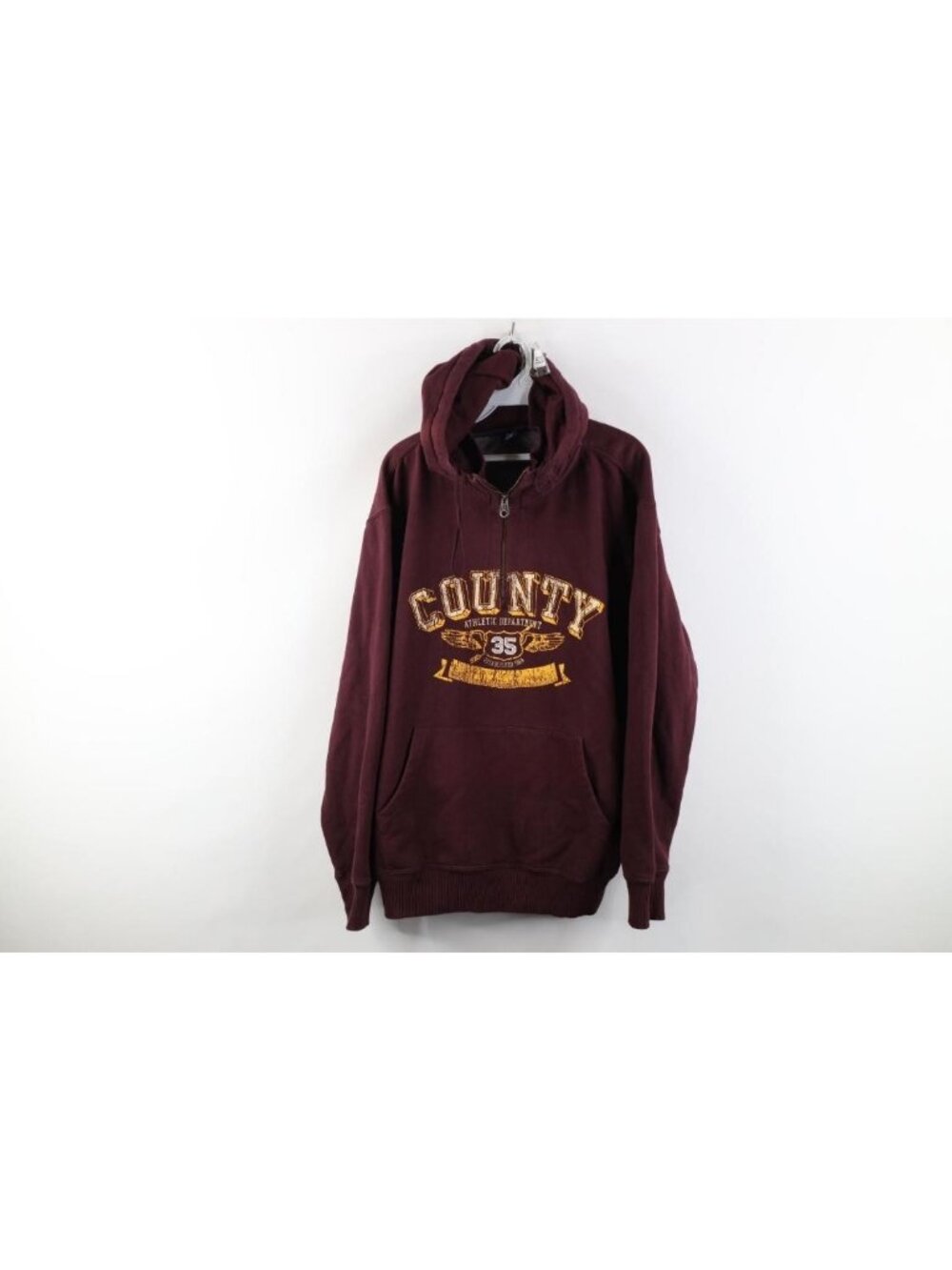 Vtg Y2K 2006 Gap Mens XL Faded Heavyweight 1/4 Zip Hoodie Sweatshirt Burgundy